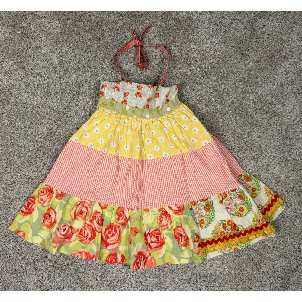 Matilda Jane Girls Size 6‎ Mixed Floral Tiered Halter Dress Multi Color Cotton